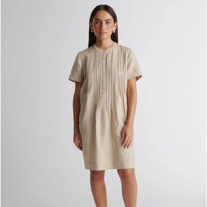 Quince 100% European Linen Pintuck Dress color Driftwood
